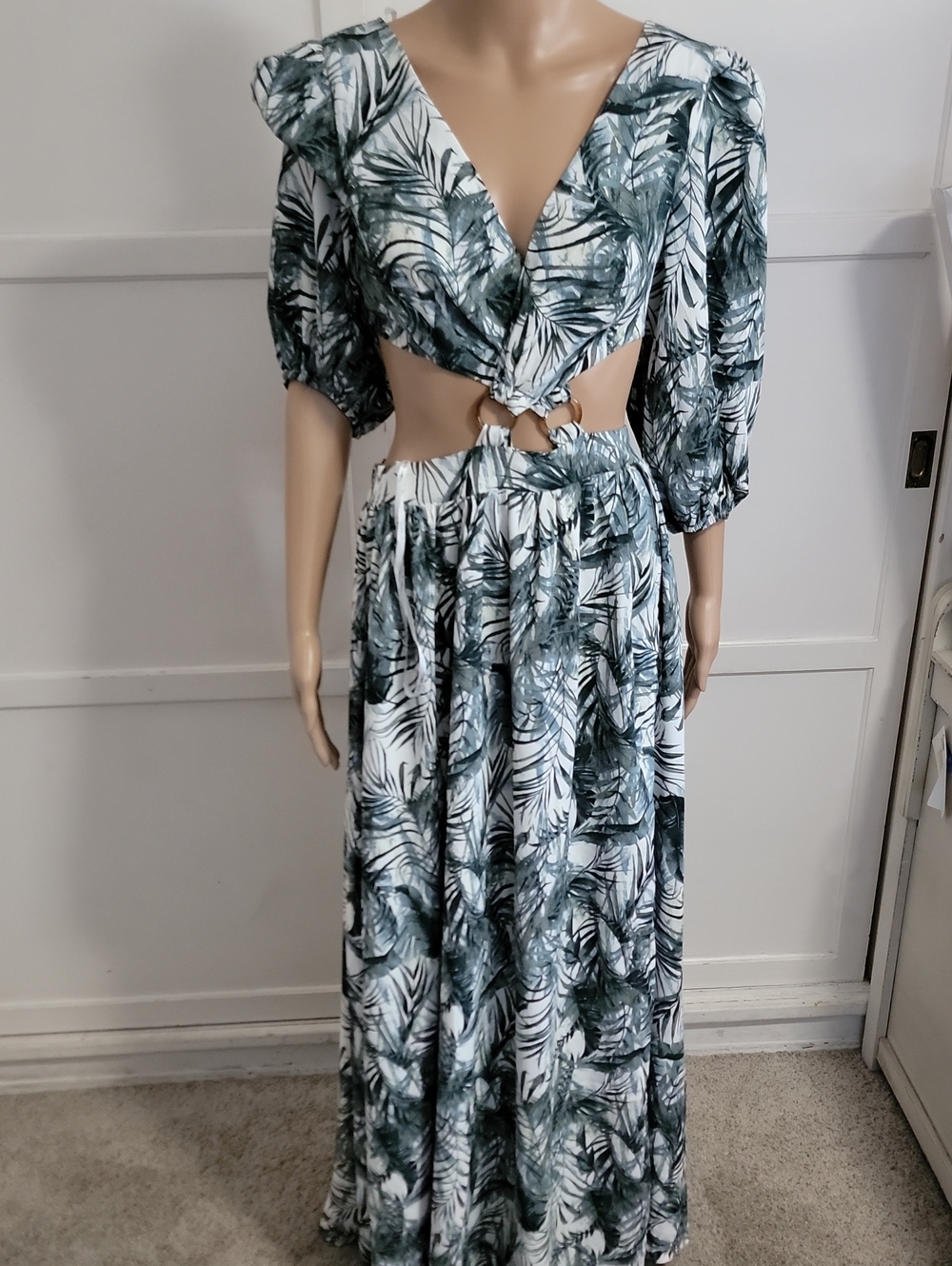 NEW The Clothing Company White and Green Tropical Print Maxi Dress